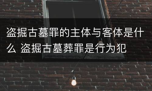 盗掘古墓罪的主体与客体是什么 盗掘古墓葬罪是行为犯