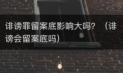 诽谤罪留案底影响大吗？（诽谤会留案底吗）
