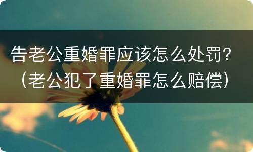 告老公重婚罪应该怎么处罚？（老公犯了重婚罪怎么赔偿）