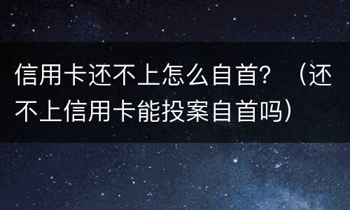 信用卡还不上怎么自首？（还不上信用卡能投案自首吗）