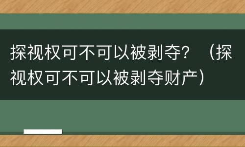 探视权可不可以被剥夺？（探视权可不可以被剥夺财产）