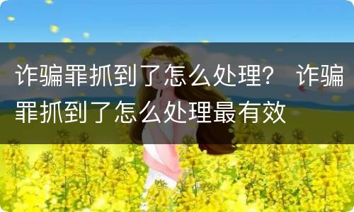 诈骗罪抓到了怎么处理？ 诈骗罪抓到了怎么处理最有效