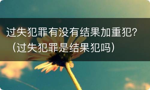 过失犯罪有没有结果加重犯？（过失犯罪是结果犯吗）