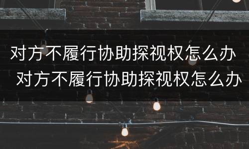 对方不履行协助探视权怎么办 对方不履行协助探视权怎么办理