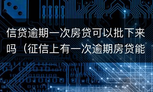 信贷逾期一次房贷可以批下来吗（征信上有一次逾期房贷能批吗）