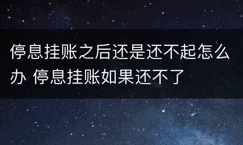 停息挂账之后还是还不起怎么办 停息挂账如果还不了