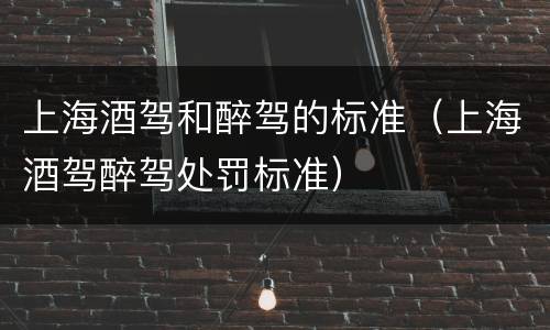 上海酒驾和醉驾的标准（上海酒驾醉驾处罚标准）