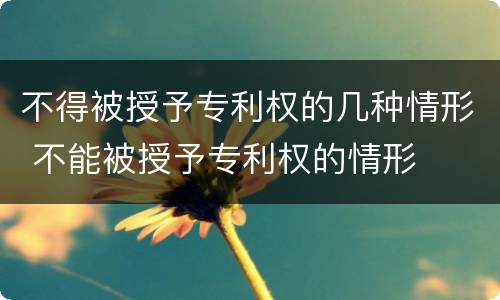 不得被授予专利权的几种情形 不能被授予专利权的情形