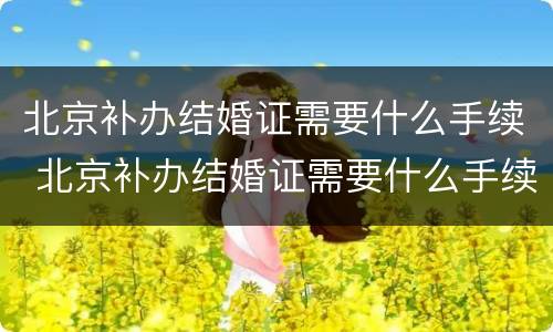 北京补办结婚证需要什么手续 北京补办结婚证需要什么手续费