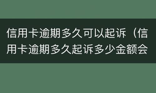 信用卡逾期多久可以起诉（信用卡逾期多久起诉多少金额会坐牢）