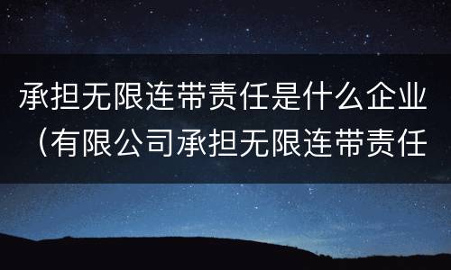 承担无限连带责任是什么企业（有限公司承担无限连带责任）