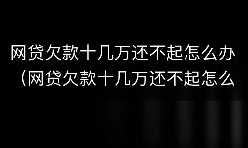 网贷欠款十几万还不起怎么办（网贷欠款十几万还不起怎么办呀）