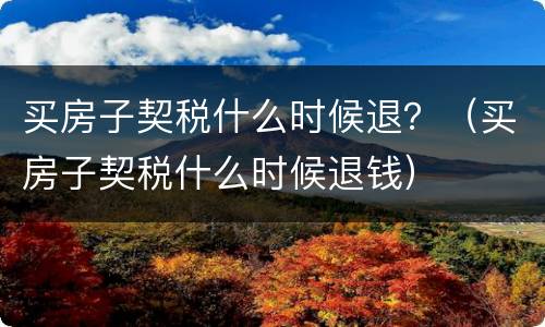 买房子契税什么时候退？（买房子契税什么时候退钱）