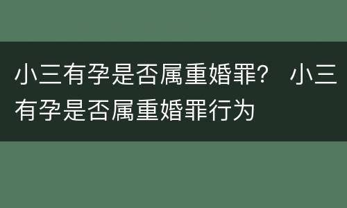 小三有孕是否属重婚罪？ 小三有孕是否属重婚罪行为