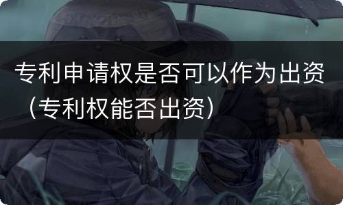 专利申请权是否可以作为出资（专利权能否出资）