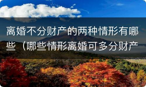 离婚不分财产的两种情形有哪些（哪些情形离婚可多分财产）
