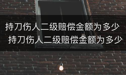 持刀伤人二级赔偿金额为多少 持刀伤人二级赔偿金额为多少钱
