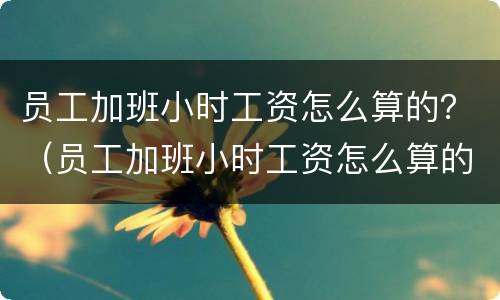 员工加班小时工资怎么算的？（员工加班小时工资怎么算的呀）
