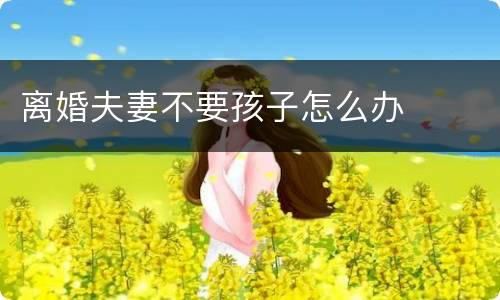 离婚夫妻不要孩子怎么办