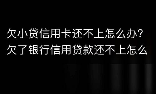 欠小贷信用卡还不上怎么办? 欠了银行信用贷款还不上怎么办