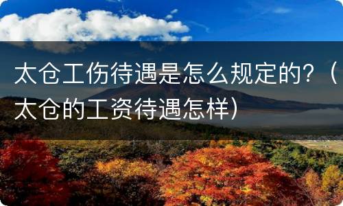 太仓工伤待遇是怎么规定的?（太仓的工资待遇怎样）