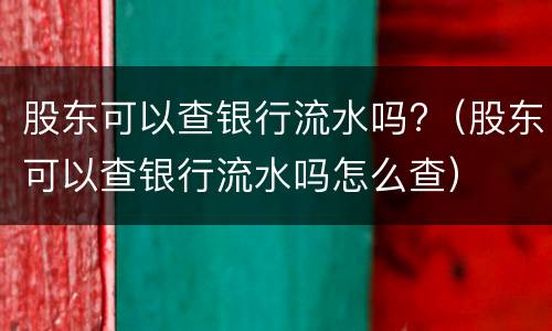 股东可以查银行流水吗?（股东可以查银行流水吗怎么查）