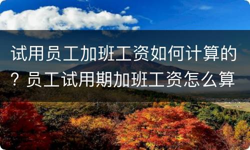 试用员工加班工资如何计算的? 员工试用期加班工资怎么算