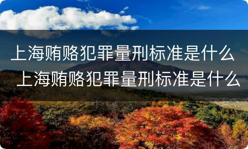上海贿赂犯罪量刑标准是什么 上海贿赂犯罪量刑标准是什么样的