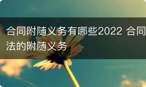 合同附随义务有哪些2022 合同法的附随义务