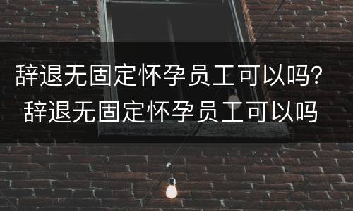 辞退无固定怀孕员工可以吗？ 辞退无固定怀孕员工可以吗