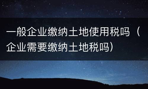 一般企业缴纳土地使用税吗（企业需要缴纳土地税吗）