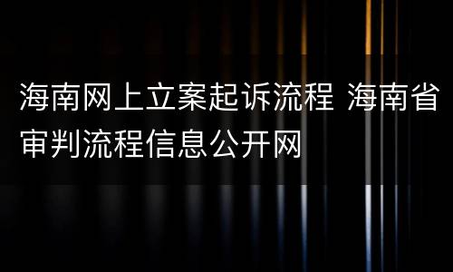海南网上立案起诉流程 海南省审判流程信息公开网
