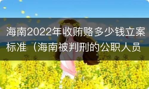 海南2022年收贿赂多少钱立案标准（海南被判刑的公职人员）