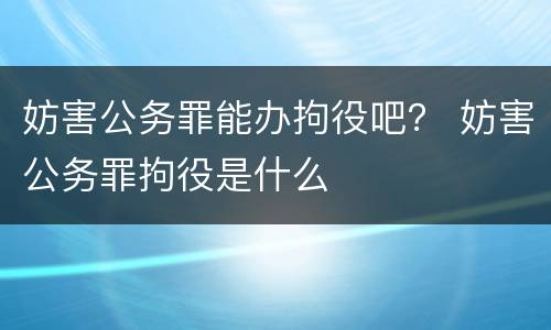 妨害公务罪能办拘役吧？ 妨害公务罪拘役是什么