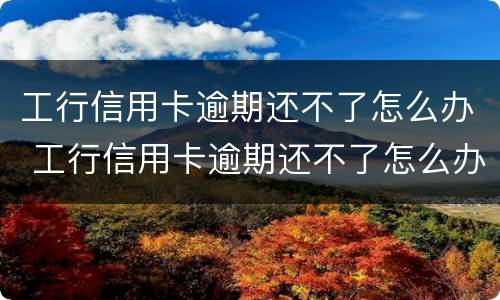 工行信用卡逾期还不了怎么办 工行信用卡逾期还不了怎么办理