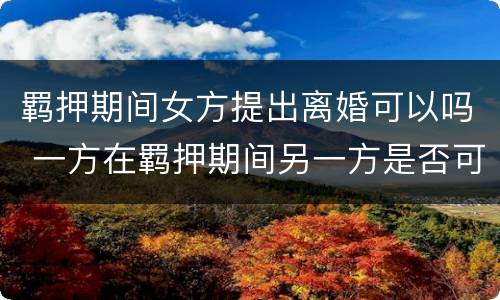 羁押期间女方提出离婚可以吗 一方在羁押期间另一方是否可以提出离婚