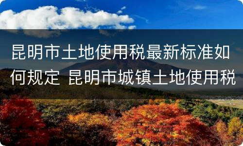 昆明市土地使用税最新标准如何规定 昆明市城镇土地使用税