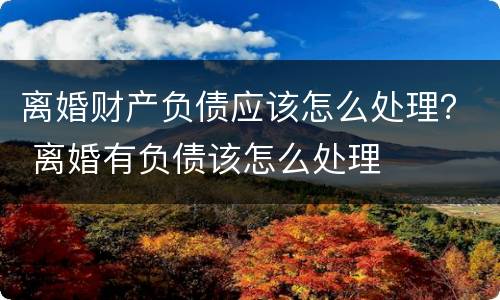 离婚财产负债应该怎么处理？ 离婚有负债该怎么处理