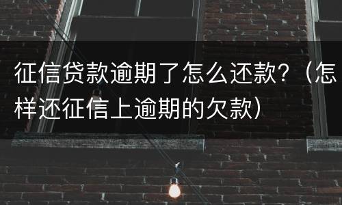 征信贷款逾期了怎么还款?（怎样还征信上逾期的欠款）
