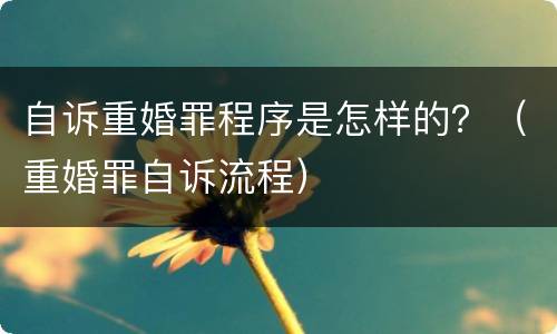 自诉重婚罪程序是怎样的？（重婚罪自诉流程）