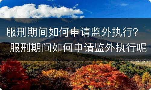 服刑期间如何申请监外执行？ 服刑期间如何申请监外执行呢