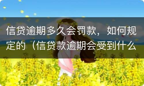 信贷逾期多久会罚款，如何规定的（信贷款逾期会受到什么样的惩罚）