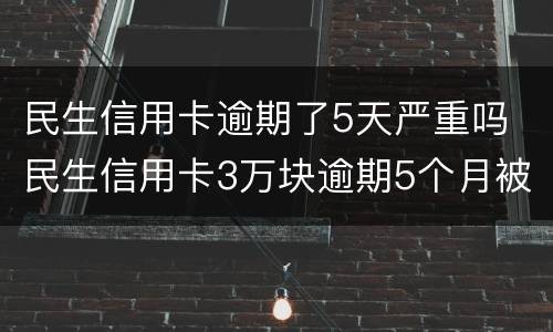 民生信用卡逾期了5天严重吗 民生信用卡3万块逾期5个月被起诉了怎么办