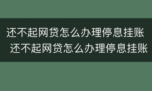 还不起网贷怎么办理停息挂账 还不起网贷怎么办理停息挂账手续
