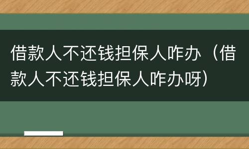 借款人不还钱担保人咋办（借款人不还钱担保人咋办呀）
