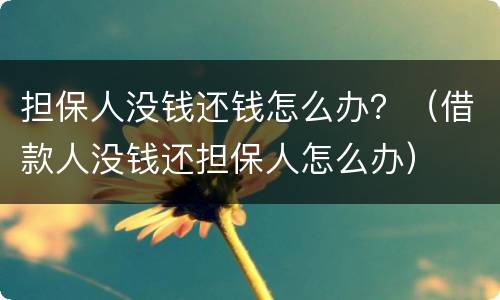 担保人没钱还钱怎么办？（借款人没钱还担保人怎么办）