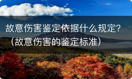 故意伤害鉴定依据什么规定？（故意伤害的鉴定标准）