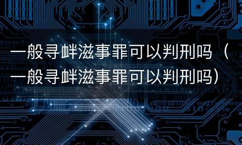 一般寻衅滋事罪可以判刑吗（一般寻衅滋事罪可以判刑吗）