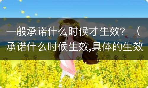 一般承诺什么时候才生效？（承诺什么时候生效,具体的生效时间涉及哪些）