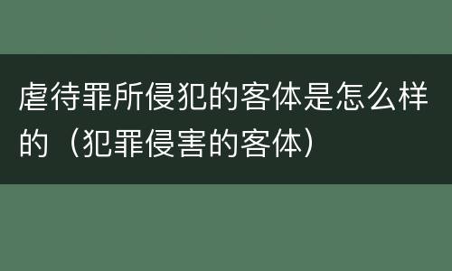 虐待罪所侵犯的客体是怎么样的（犯罪侵害的客体）